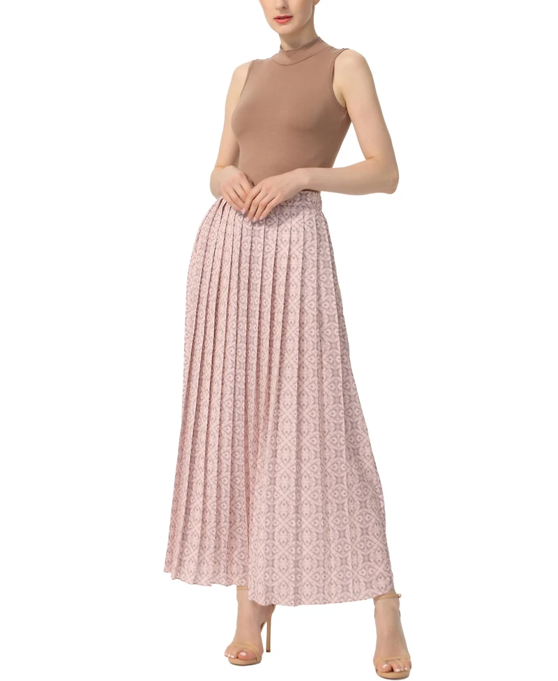 kimi + kai Women's Print Box Pleat Maxi Skirt