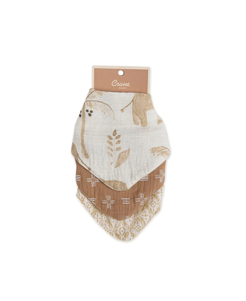 Crane Baby Baby Boys or Baby Girls Kendi Muslin Bibs, 3 Piece Set