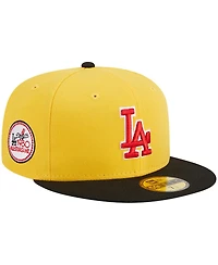 Men's New Era Yellow, Black Los Angeles Dodgers Grilled 59FIFTY Fitted Hat