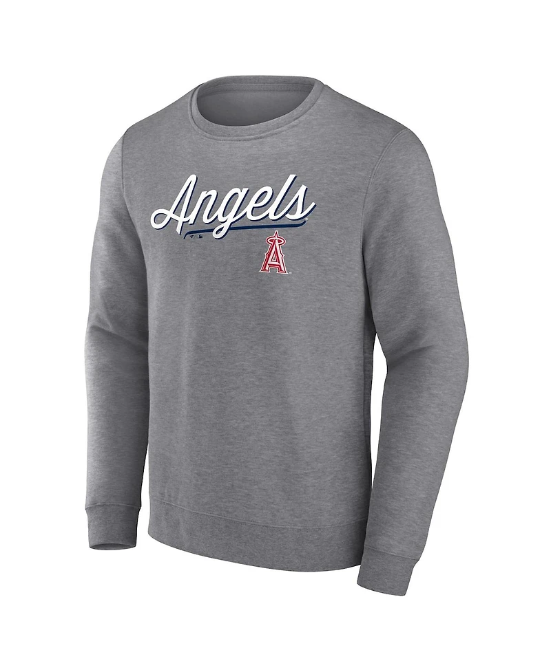 Men's Fanatics Heather Gray Los Angeles Angels Simplicity Pullover Sweatshirt