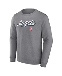 Men's Fanatics Heather Gray Los Angeles Angels Simplicity Pullover Sweatshirt