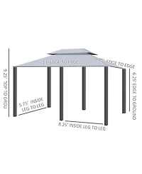 Outsunny 10' x 13' Outdoor Soft Top Gazebo Pergola with Curtains, 2-Tier Steel Frame Gazebo for Patio, Sage Grey
