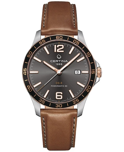 Certina Men's Swiss Automatic Ds-8 Brown Leather Strap Watch 41mm