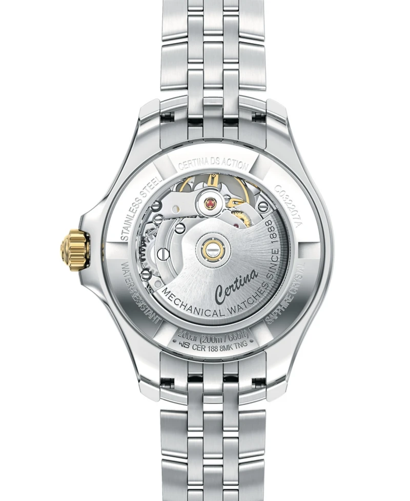 Certina Women's Swiss Automatic Ds Action Diamond Accent Two-Tone Stainless Steel Bracelet Watch 35mm