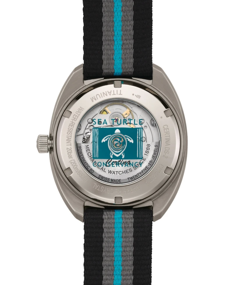 Certina Men's Swiss Automatic Ds-2 Striped Synthetic Strap Watch 41mm