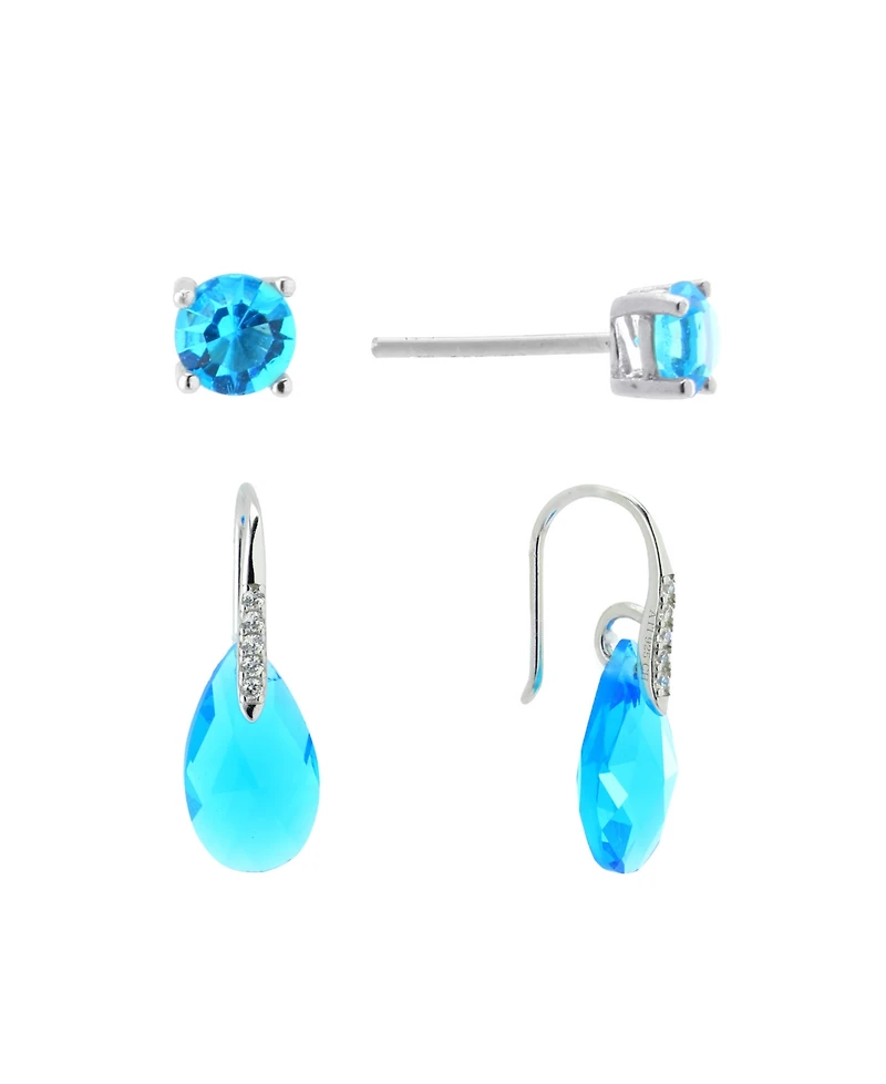 Gianni Bernini 2-Pair Crystal Teardrop Stud Earrings Set (1.34 ct. t.w.) Sterling Silver