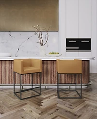 Manhattan Comfort Embassy Leatherette Upholstered Counter Stool