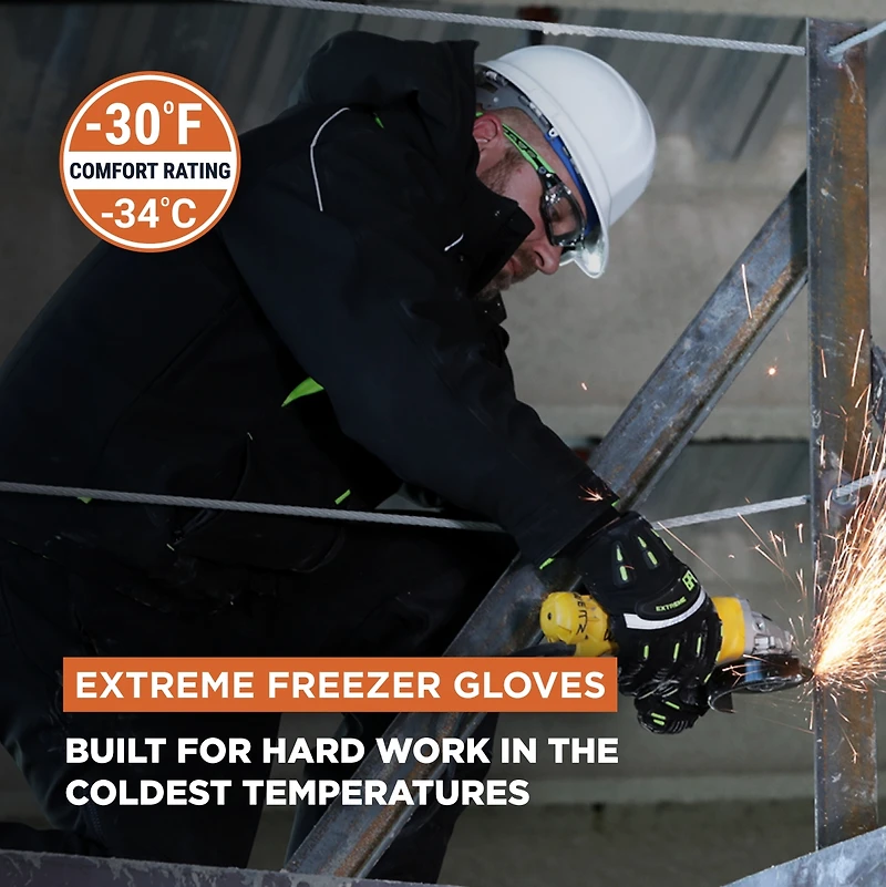 RefrigiWear Men's Insulated Extreme Freezer Gloves with Grip Palm & Impact Protection