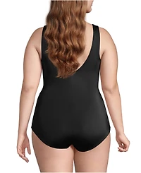 Lands' End Women's Dd-Cup Chlorine Resistant Soft Cup Tugless Sporty One Piece Swimsuit