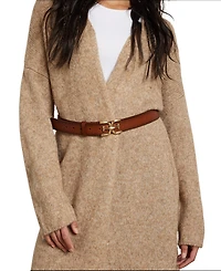 Sam Edelman Women's Brass-Tone Double-e Plaque Buckle Casual Belt