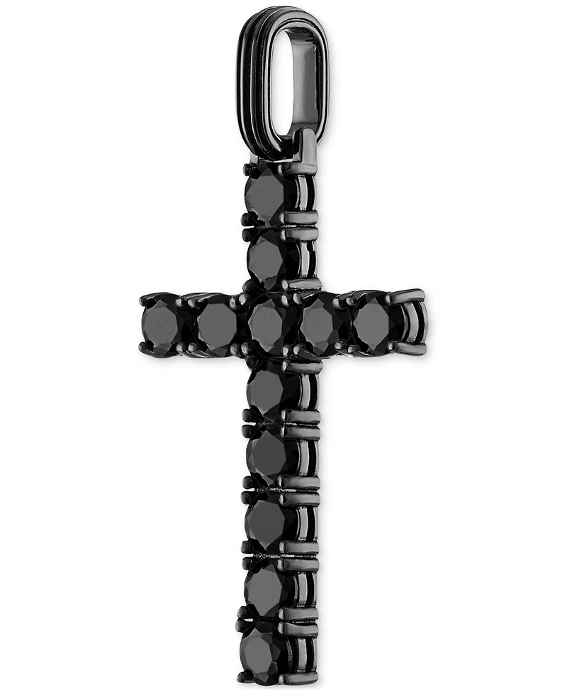 Esquire Men's Jewelry Black Cubic Zirconia Cross Pendant in Black Ruthenium-Plated Sterling Silver (Also in White Cubic Zirconia), Created for Macy's