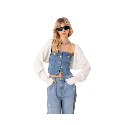 Edikted Women's Sleeves Sweater Ribbed Knit