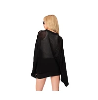 Edikted Women's Oversized Sheer Sweater With Star