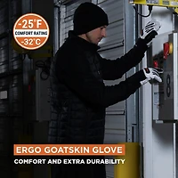 RefrigiWear Men's Ergo Leather Work Gloves - Durable, Insulated, High-Dexterity Cold Weather Protection