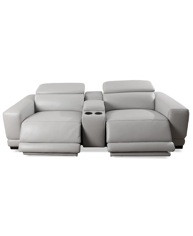 Closeout! Krofton 3-Pc. Beyond Leather Fabric Sofa with 2 Power Motion Recliners and 1 Console, Created for Macy's