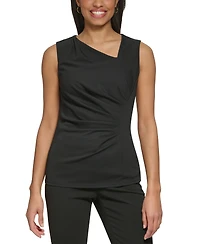 Dkny Petite Asymmetrical Neckline Sleeveless Top, Created for Macy's