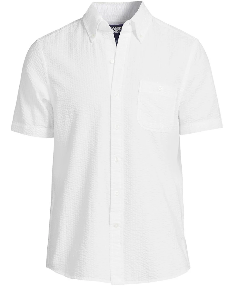 Lands' End Big & Tall Short Sleeve Seersucker Shirt