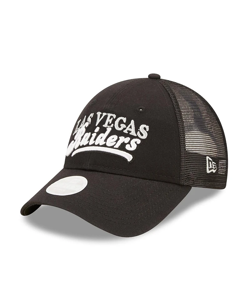 Women's New Era Black Las Vegas Raiders Team Trucker 9FORTY Snapback Hat