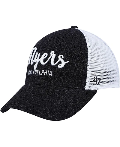 Women's '47 Brand Black, White Philadelphia Flyers Encore Mvp Trucker Snapback Hat