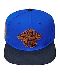 Men's Pro Standard Royal, Black Philadelphia 76ers Heritage Leather Patch Snapback Hat