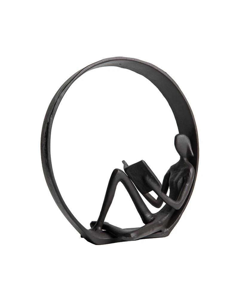 Danya B Contemporary Encircled Female Reader Cast Iron Sculpture Statue