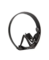 Danya B Contemporary Encircled Female Reader Cast Iron Sculpture Statue