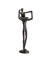 Danya B Proud Father Holding Child on Shoulders Contemporary Iron Sculpture Statue