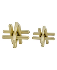 Danya B Small and Medium 2-Piece Abstract Gold-Tone Finish Textured Metal Geometric Sculptures Set