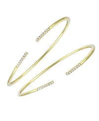 14K Gold Plated Round Cubic Zirconia Cuff Bracelet