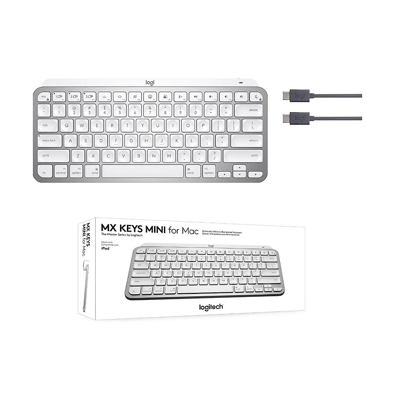 Logitech Mx Keys Mini Tkl Bluetooth Keyboard For Apple mac Os, iPad Os - Pale Gray