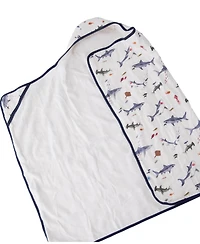 Little Unicorn Baby Boys Animal Print Muslin and Terry Hooded Towel