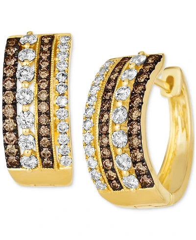 Le Vian Chocolate Diamond & Nude Multirow Small Hoop Earrings (1-1/4 ct. t.w.) 14k Gold, 0.7" (Also Available Rose Gold)