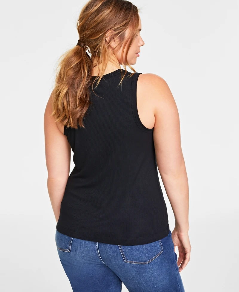 On 34th Trendy Plus Solid Ribbed Tank Top, Created for Macy's