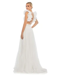 Mac Duggal Women's Ruffle Tiered Cut-Out Chiffon Gown