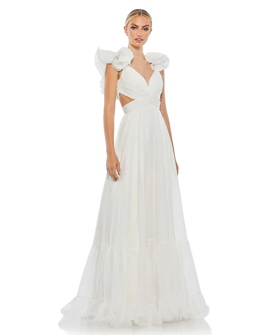 Mac Duggal Women's Ruffle Tiered Cut-Out Chiffon Gown
