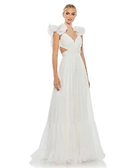 Mac Duggal Women's Ruffle Tiered Cut-Out Chiffon Gown