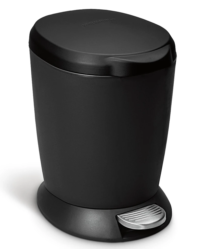 simplehuman 6 Liter Plastic Round Step Bathroom Trash Can with Soft-Close Lid