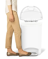 simplehuman 13 Gallon Plastic Semi-Round Step Kitchen Trash Can with Soft-Close Locking Lid
