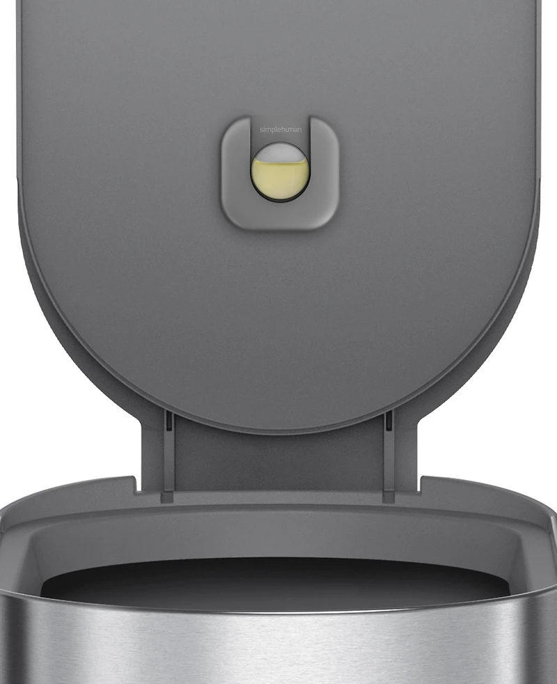 simplehuman 45 Liter Slim Kitchen Trash Can with Liner Pocket, Stainless Steel with Grey Plastic Lid