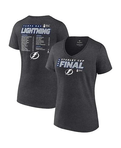 Women's Fanatics Heathered Charcoal Tampa Bay Lightning 2022 Stanley Cup Final Own Goal Roster V-Neck T-shirt