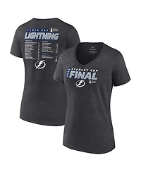 Women's Fanatics Heathered Charcoal Tampa Bay Lightning 2022 Stanley Cup Final Own Goal Roster V-Neck T-shirt