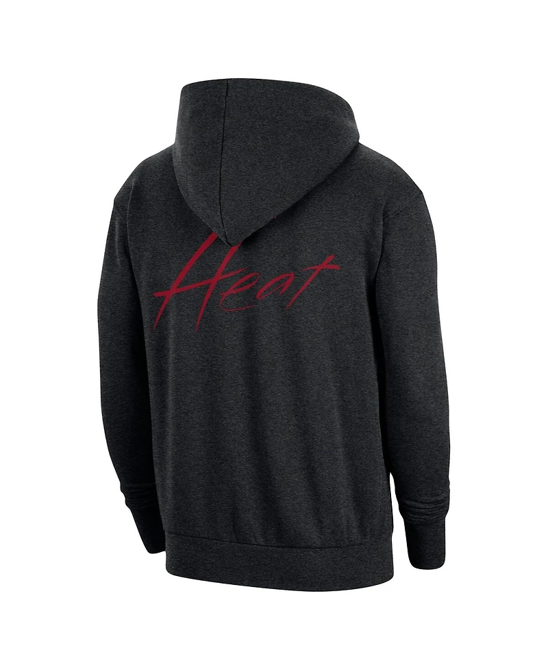 Men's Nike Heather Black Miami Heat Courtside Versus Flight Pullover Hoodie