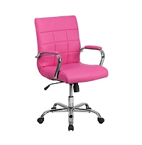 Emma+Oliver Mid-Back Vinyl Executive Swivel Office Chair With Chrome Base And Arms