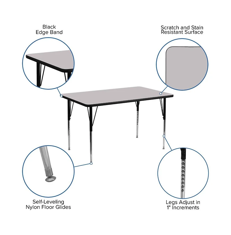 Emma+Oliver 24X48 Rectangle Laminate Adjustable Activity Table