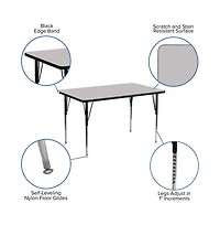 Emma+Oliver 24X48 Rectangle Laminate Adjustable Activity Table
