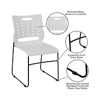 Emma+Oliver Home Office Plastic Accent Sled Base Stack Chair - Air-Vent Back