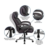 Emma+Oliver 500 Lb. Big & Tall Leathersoft Executive Ergonomic Office Chair With Wide Seat