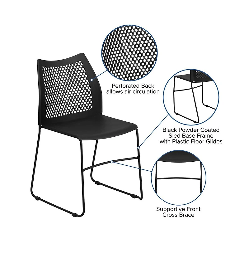 Home And Office Sled Base Stack Chair With Air-Vent Back - Guest