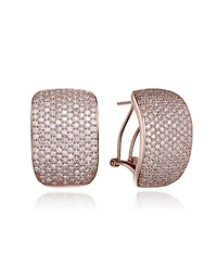 Cubic Zirconia Sterling Silver White Gold Plated Square Earrings
