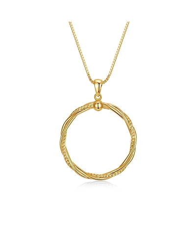 14k Yellow Gold Plated Twisted Rope Eternity Wreath Halo Box chain Necklace